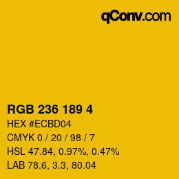 颜色代码: RGB 236 189 4 | qconv.com