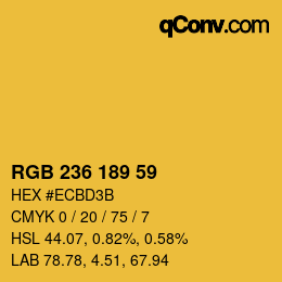 Color code: RGB 236 189 59 | qconv.com