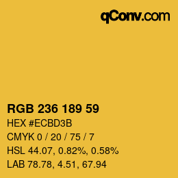 Color code: RGB 236 189 59 | qconv.com