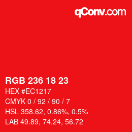 Color code: RGB 236 18 23 | qconv.com