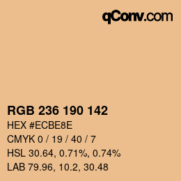 颜色代码: RGB 236 190 142 | qconv.com