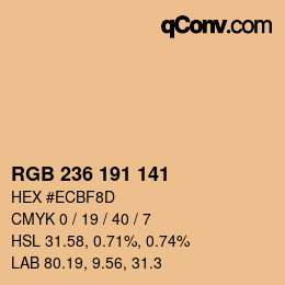 カラーコード: RGB 236 191 141 | qconv.com