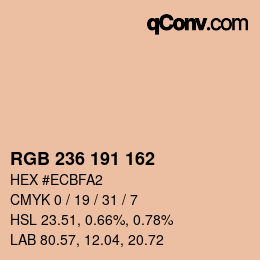 Color code: RGB 236 191 162 | qconv.com
