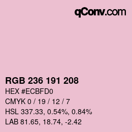 カラーコード: RGB 236 191 208 | qconv.com - big