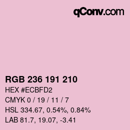 カラーコード: RGB 236 191 210 | qconv.com