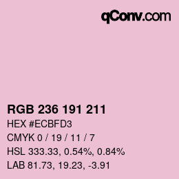カラーコード: RGB 236 191 211 | qconv.com