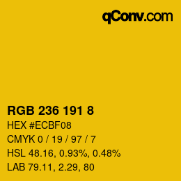 Color code: RGB 236 191 8 | qconv.com
