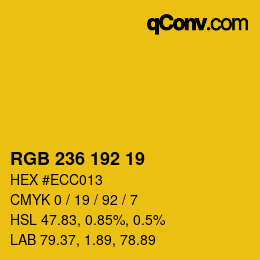 カラーコード: RGB 236 192 19 | qconv.com