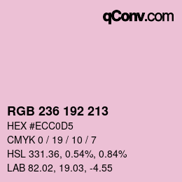 Color code: RGB 236 192 213 | qconv.com