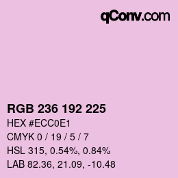 カラーコード: RGB 236 192 225 | qconv.com