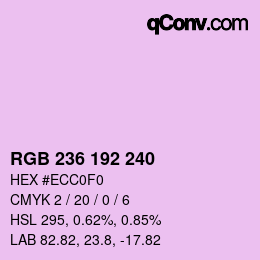Color code: RGB 236 192 240 | qconv.com