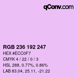 颜色代码: RGB 236 192 247 | qconv.com
