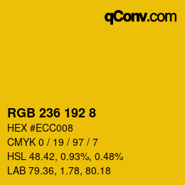 カラーコード: RGB 236 192 8 | qconv.com