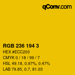カラーコード: RGB 236 194 3 | qconv.com