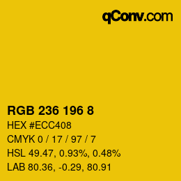 Color code: RGB 236 196 8 | qconv.com