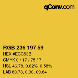 Color code: RGB 236 197 59 | qconv.com