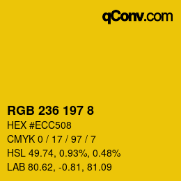 Color code: RGB 236 197 8 | qconv.com