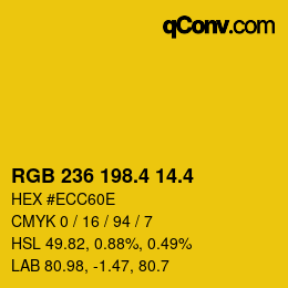 カラーコード: RGB 236 198.4 14.4 | qconv.com