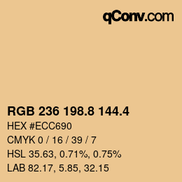 カラーコード: RGB 236 198.8 144.4 | qconv.com