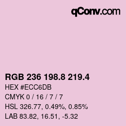 カラーコード: RGB 236 198.8 219.4 | qconv.com