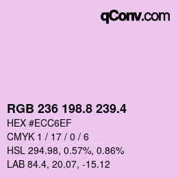 カラーコード: RGB 236 198.8 239.4 | qconv.com