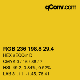 カラーコード: RGB 236 198.8 29.4 | qconv.com
