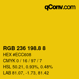 カラーコード: RGB 236 198.8 8 | qconv.com