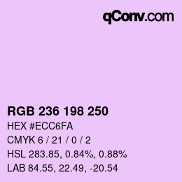 Color code: RGB 236 198 250 | qconv.com