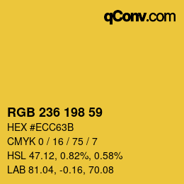 Color code: RGB 236 198 59 | qconv.com