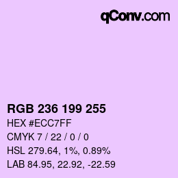 Color code: RGB 236 199 255 | qconv.com