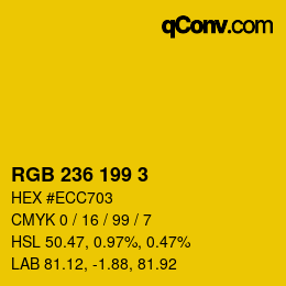 Color code: RGB 236 199 3 | qconv.com