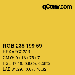 Color code: RGB 236 199 59 | qconv.com
