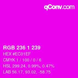 カラーコード: RGB 236 1 239 | qconv.com