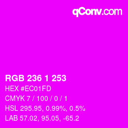 Color code: RGB 236 1 253 | qconv.com