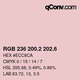 カラーコード: RGB 236 200.2 202.6 | qconv.com