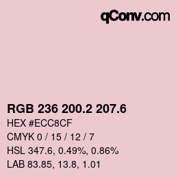 カラーコード: RGB 236 200.2 207.6 | qconv.com