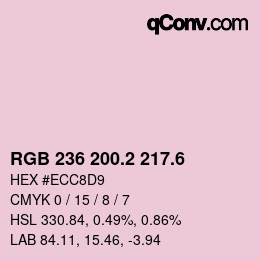 カラーコード: RGB 236 200.2 217.6 | qconv.com