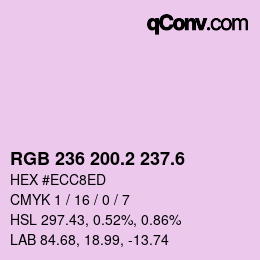 カラーコード: RGB 236 200.2 237.6 | qconv.com