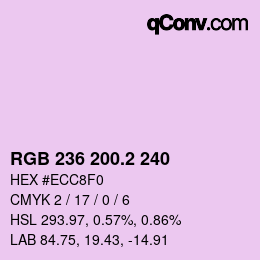カラーコード: RGB 236 200.2 240 | qconv.com