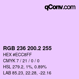 カラーコード: RGB 236 200.2 255 | qconv.com