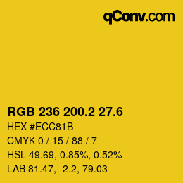 カラーコード: RGB 236 200.2 27.6 | qconv.com