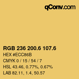 カラーコード: RGB 236 200.6 107.6 | qconv.com