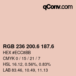 カラーコード: RGB 236 200.6 187.6 | qconv.com