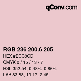 カラーコード: RGB 236 200.6 205 | qconv.com