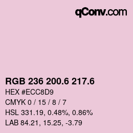 カラーコード: RGB 236 200.6 217.6 | qconv.com