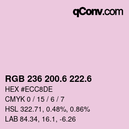 カラーコード: RGB 236 200.6 222.6 | qconv.com