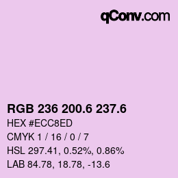 カラーコード: RGB 236 200.6 237.6 | qconv.com