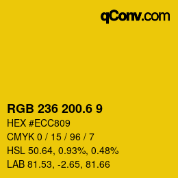 カラーコード: RGB 236 200.6 9 | qconv.com