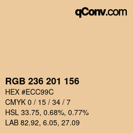 カラーコード: RGB 236 201 156 | qconv.com