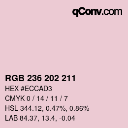 Color code: RGB 236 202 211 | qconv.com